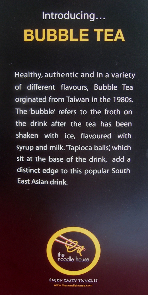 bubble tea at Noodle House bubble tea at Noodle House