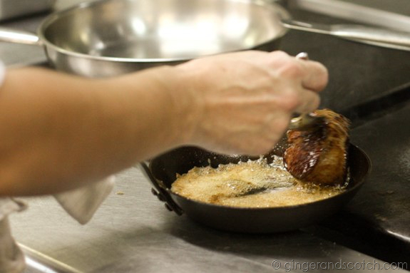 Basting the fillet with butter