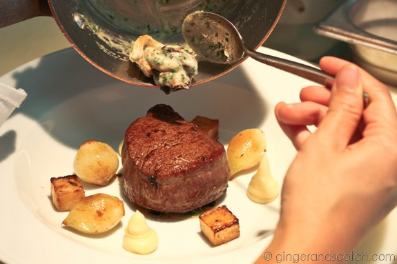 Adding the wild mushrooms