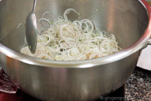 Onions are sauteed