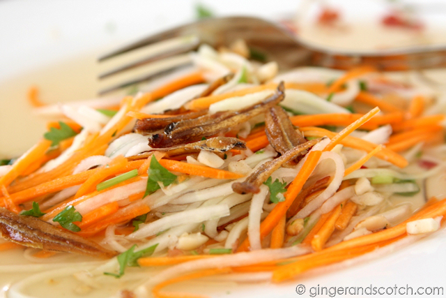 Goi Du Du - green papaya salad with fried anchovy Goi Du Du - green papaya salad with fried anchovy