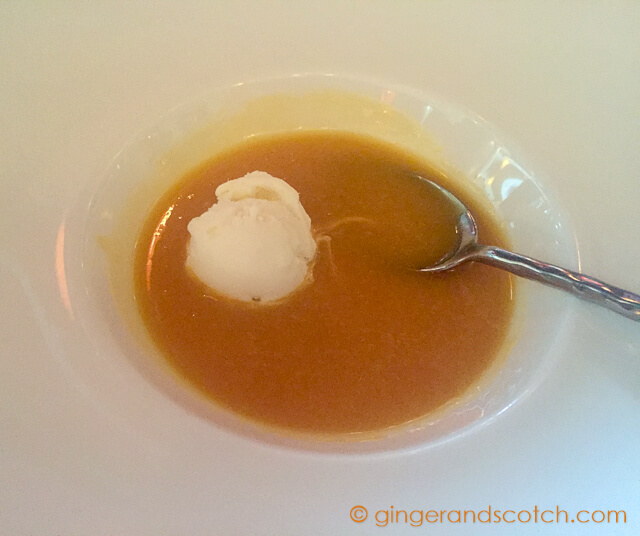 Coconut ice cream in mango juice