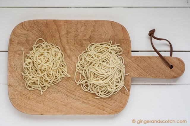 Homemade fresh ramen noodles from scratch (Alkaline Noodles)